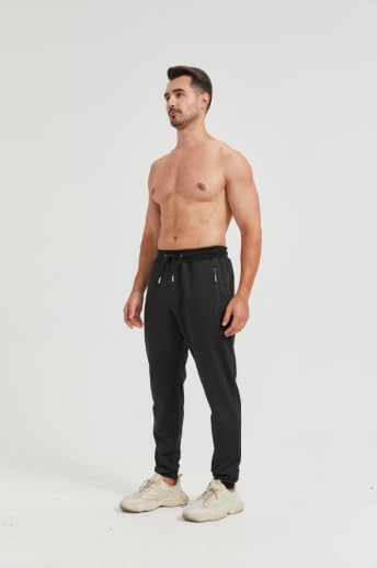 OCYMA 3 Pack Men Sweatpants Joggers Pants Gym Workout with Zip Pockets(Black,Dark Gray,Light Gray,M)