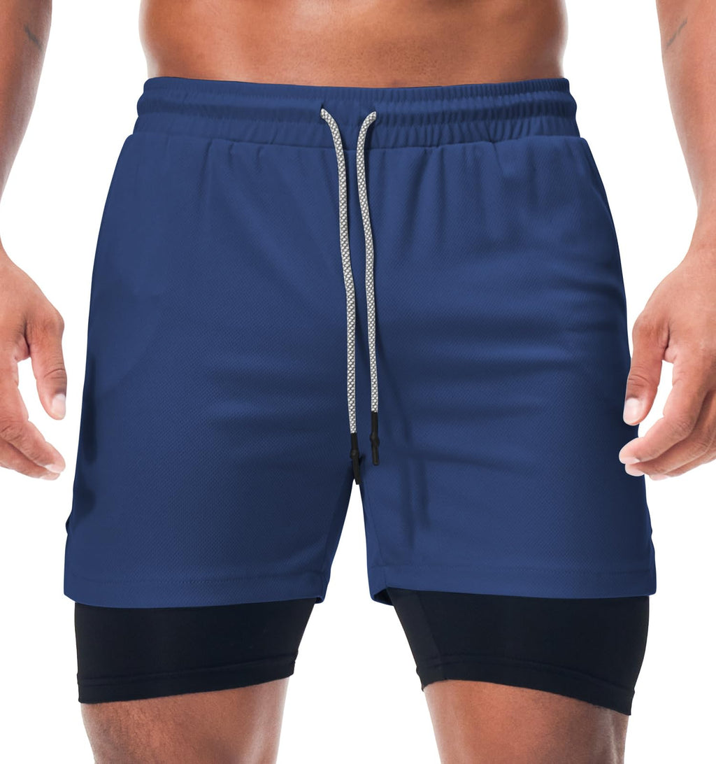 3 Pack Mens Athletic Gym Shorts Quick Dry Workout Lightweight Shorts 2 in 1 Running Shorts for Men with Pockets