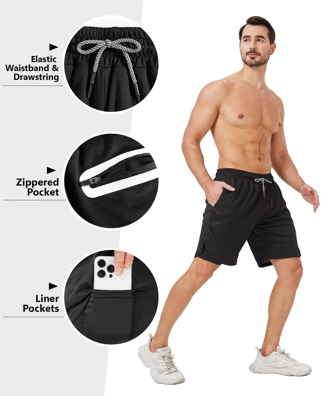 OCYMA 3 Pack Men's 2 In1 Gym Shorts Men with Pockets 7 inch Workout Shorts Men Running Shorts with Liner&Towel Loop