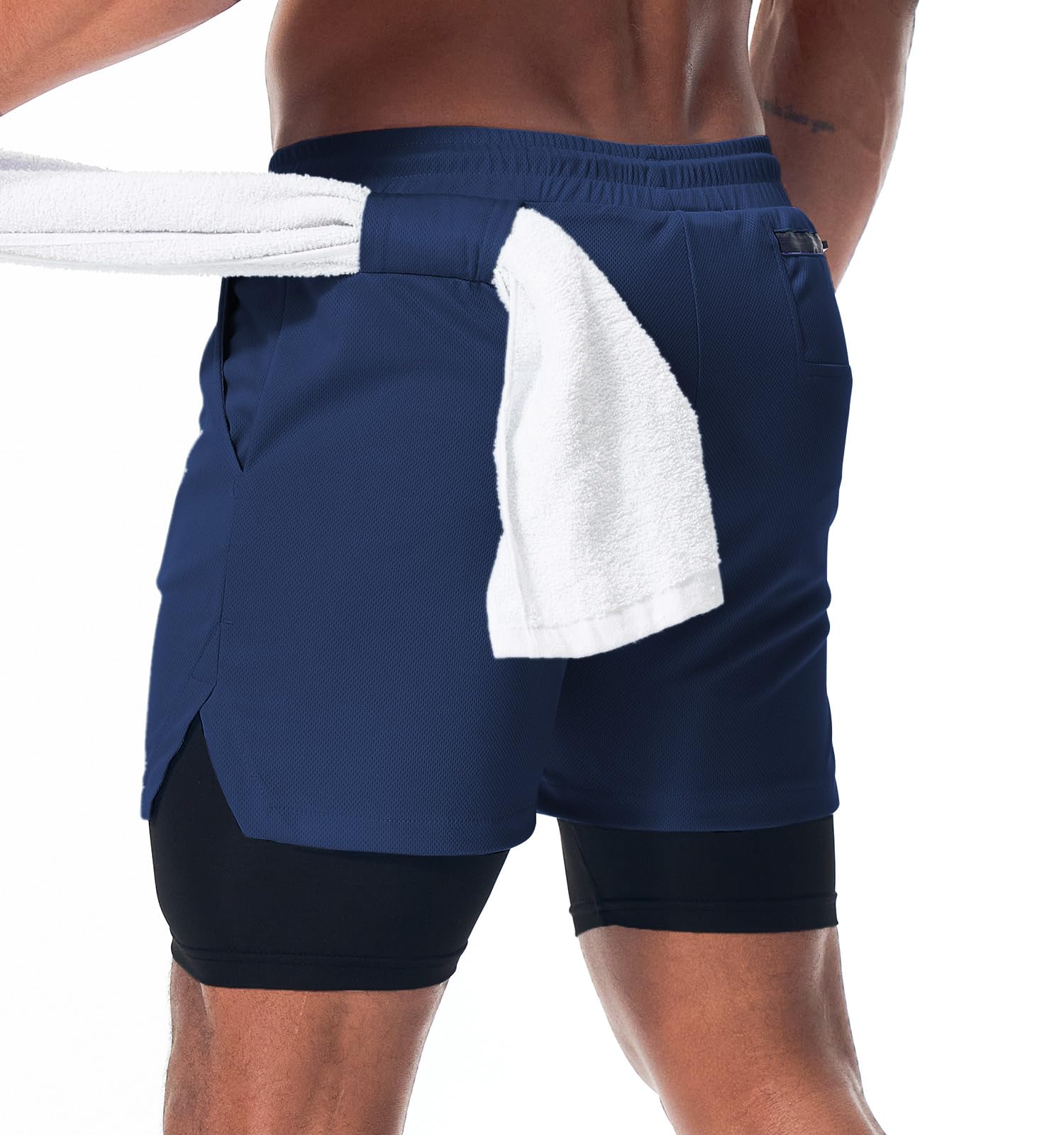 3 Pack Mens Athletic Gym Shorts Quick Dry Workout Lightweight Shorts 2 in 1 Running Shorts for Men with Pockets