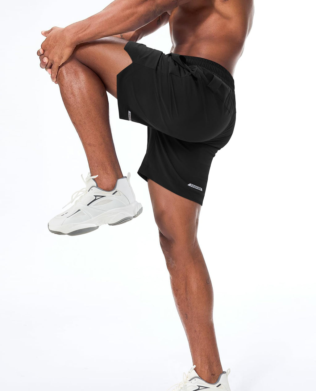 Running Shorts for Men 7 inch Inseam 2 in 1 Quick Dry Athletic Gym Workout Tennis Shorts with Phone Pockets-Black M