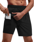 Running Shorts for Men 7 inch Inseam 2 in 1 Quick Dry Athletic Gym Workout Tennis Shorts with Phone Pockets-Black M