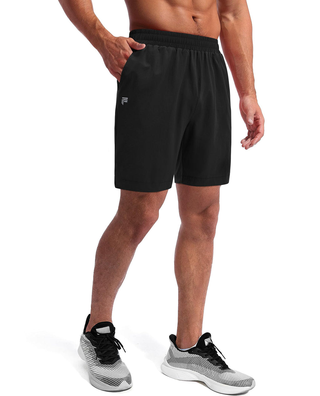Running Shorts for Men 7 inch Inseam 2 in 1 Quick Dry Athletic Gym Workout Tennis Shorts with Phone Pockets-Black M