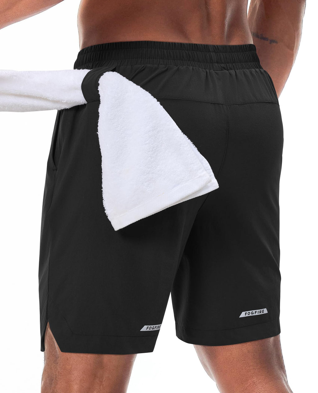 Running Shorts for Men 7 inch Inseam 2 in 1 Quick Dry Athletic Gym Workout Tennis Shorts with Phone Pockets-Black M
