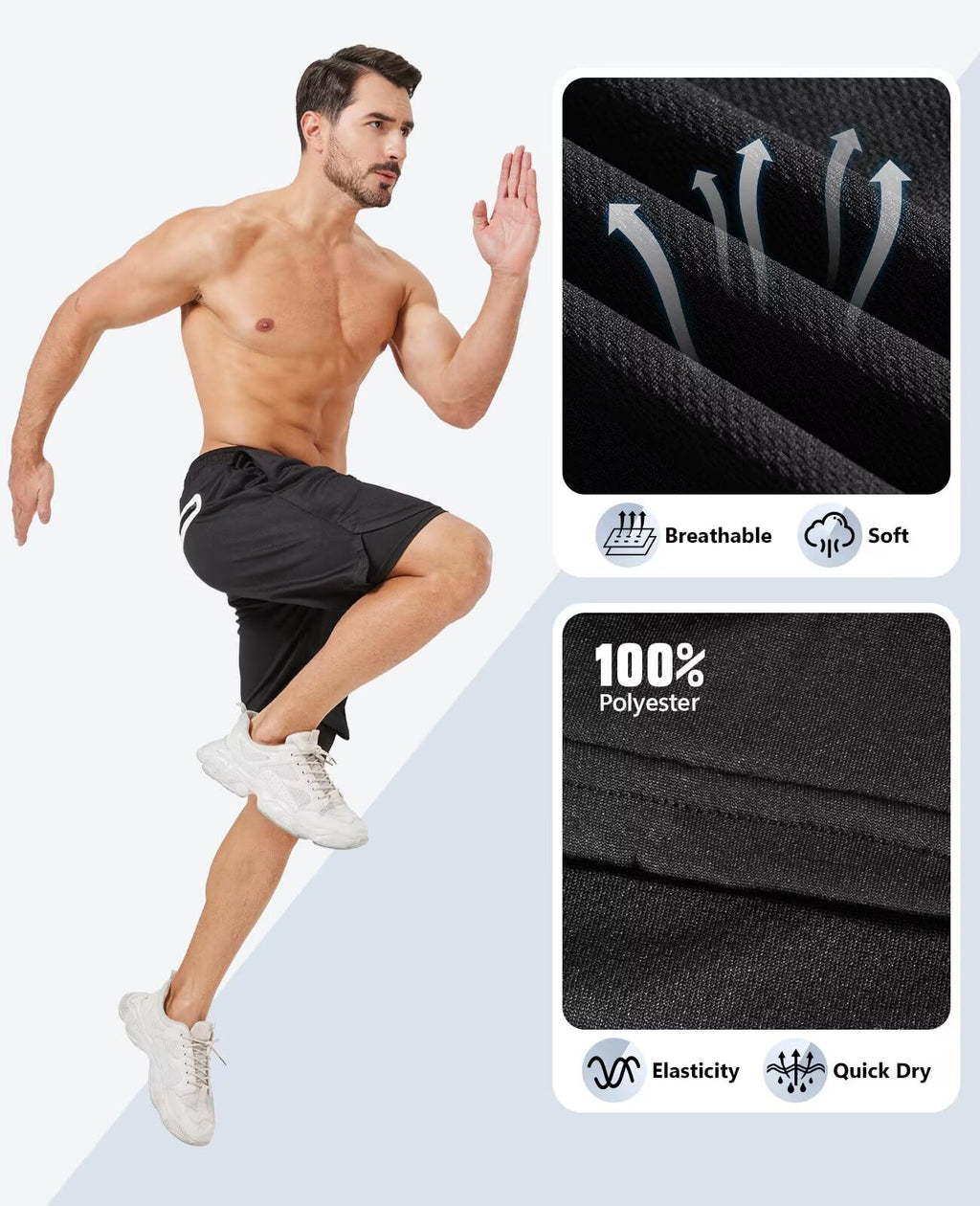 OCYMA 3 Pack Men's 2 In1 Gym Shorts Men with Pockets 7 inch Workout Shorts Men Running Shorts with Liner&Towel Loop