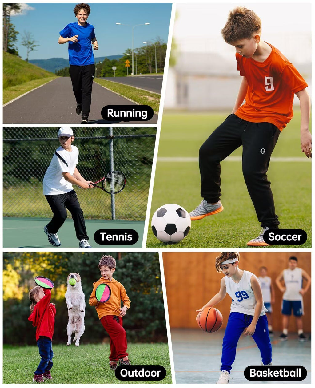 OCYMA Boys Sweatpants with Zip Pockets 5Pack Athletic Pants Mesh Joggers for Boys 5-24